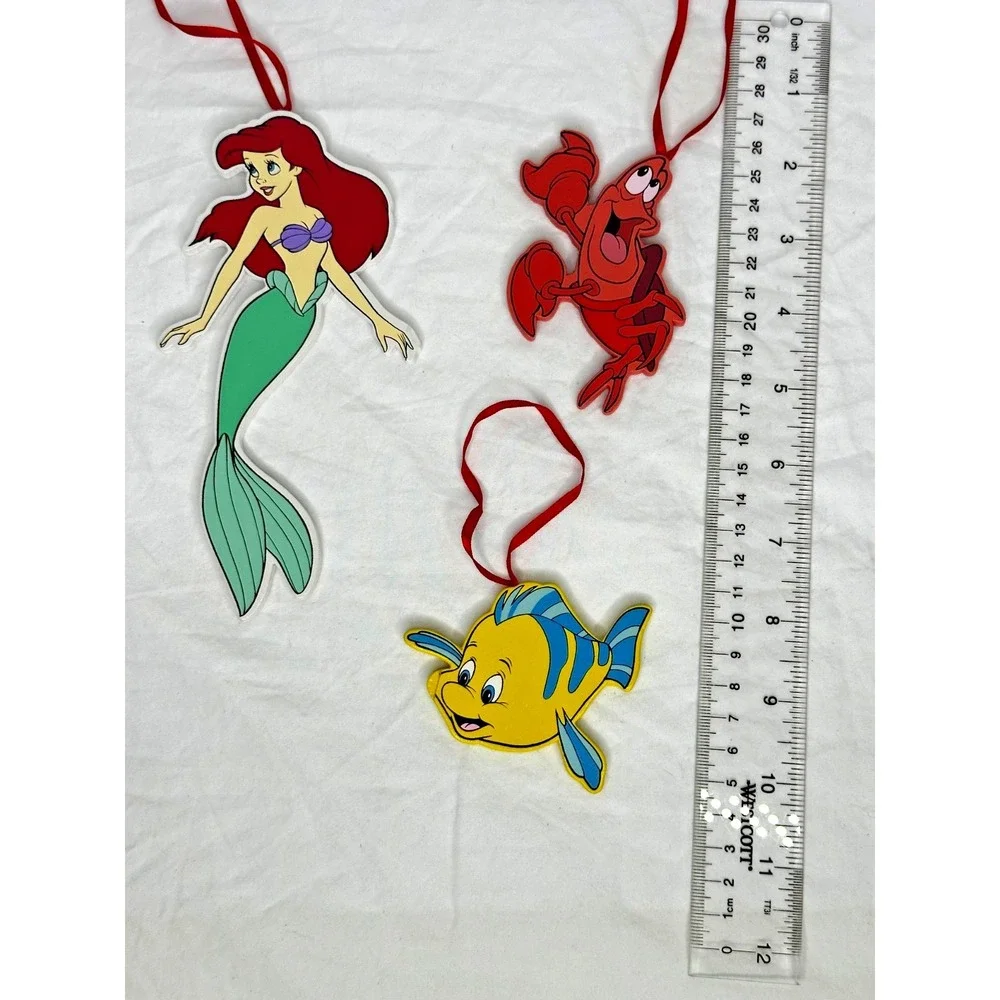 Little Mermaid Ornament Wood 3 Flounder Sebastian Kurt Adler Disney 1992